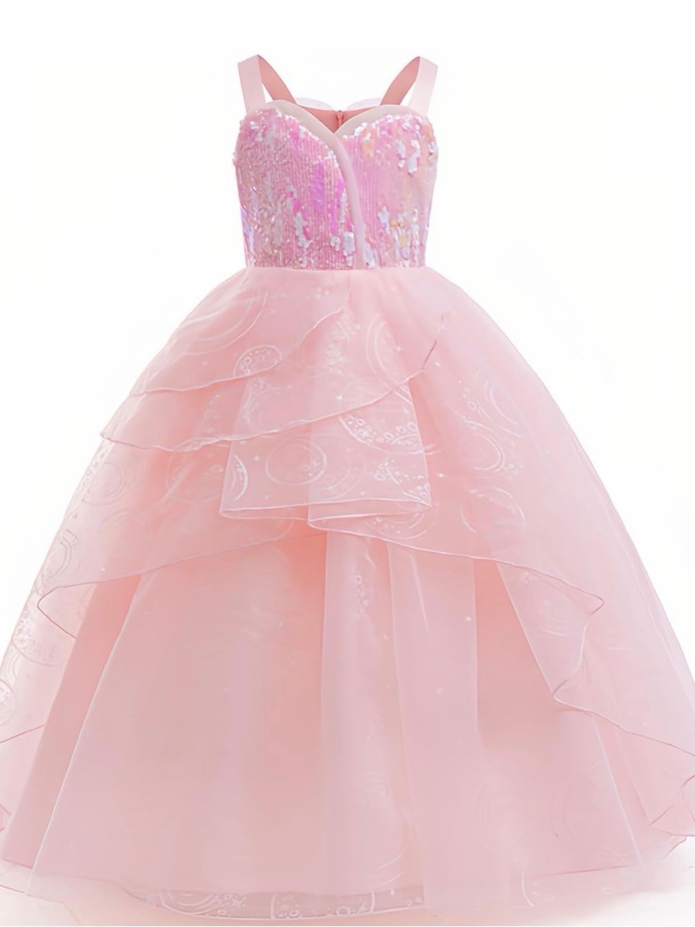 Galinda Bubble Dress Pink Sequin Tulle Ball Gown for Kids